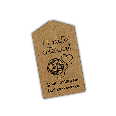100 Tags Kraft - Produto Artesanal Crochê 7x4 cm