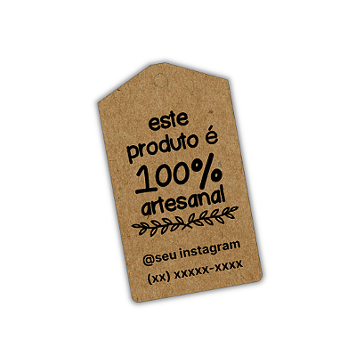 100 Tags Kraft - Este Produto é 100% Artesanal 7x4 cm