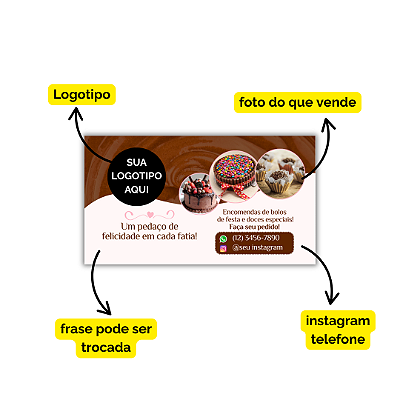 MODELO 10 - Cartão de Visita Com Texto, Instagram e Whatsapp
