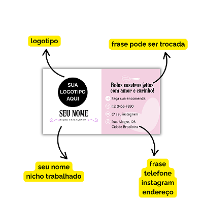 MODELO 14 - Cartão de Visita Com Texto, Instagram e Whatsapp