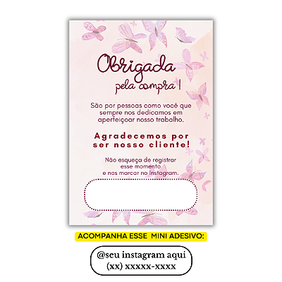 Nº 1 -100 Mini Panfleto + 100 Mini Adesivos C/ Instagram e Telefone