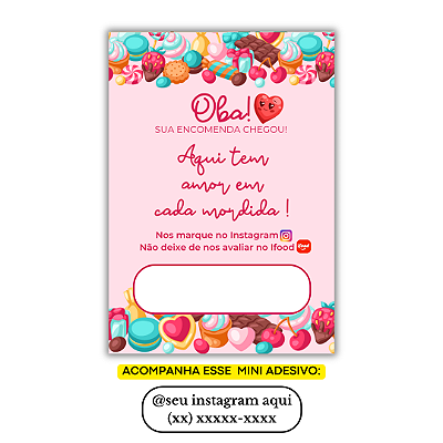 Nº 5 - 100 Mini Panfleto + 100 Mini Adesivos c/ Instagram e Celular