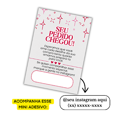 LANÇAMENTO - Nº 7 -100 Mini Panfleto + 100 Mini Adesivos C/ Instagram e Telefone
