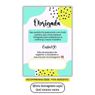 Nº 8 - 100 Mini Panfleto + 100 Mini Adesivos c/ Instagram e Celular