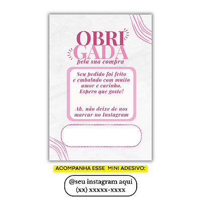 Nº 10 - 100 Mini Panfleto + 100 Mini Adesivos c/ Instagram e Celular