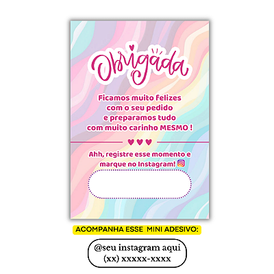 Nº 32 - 100 Mini Panfleto + 100 Mini Adesivos c/ Instagram e Celular