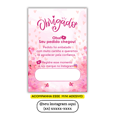 Nº 14 - 100 Mini Panfleto + 100 Mini Adesivos c/ Instagram e Celular