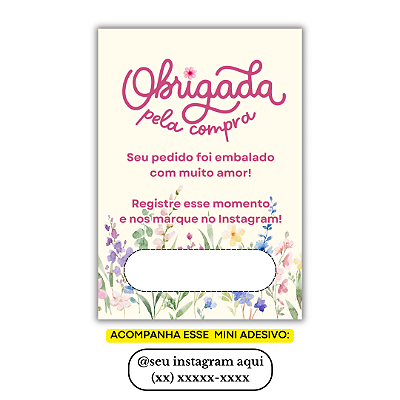 Nº 18 -100 Mini Panfleto + 100 Mini Adesivos C/ Instagram e Telefone