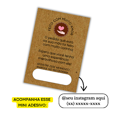 Nº 20 -100 Mini Panfleto + 100 Mini Adesivos C/ Instagram e Telefone