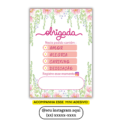 Nº 22 -100 Mini Panfleto + 100 Mini Adesivos C/ Instagram e Telefone