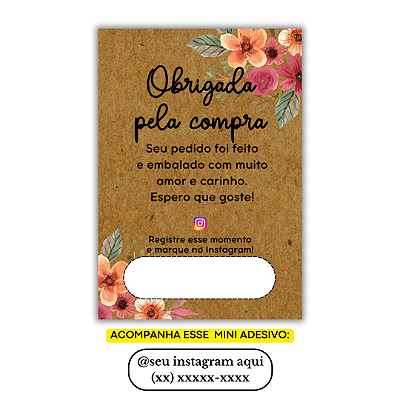 Nº 23 -100 Mini Panfleto + 100 Mini Adesivos C/ Instagram e Telefone