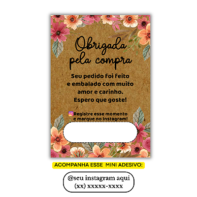 Nº 23 - 100 Mini Panfleto + 100 Mini Adesivos c/ Instagram e Celular