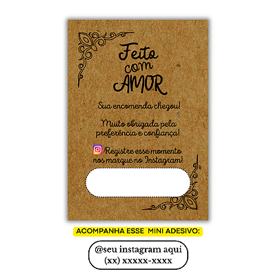 Nº 24 -100 Mini Panfleto + 100 Mini Adesivos C/ Instagram e Telefone