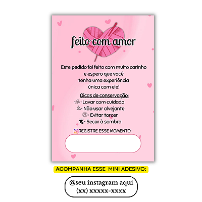 Nº 39 - 100 Mini Panfleto + 100 Mini Adesivos c/ Instagram e Celular