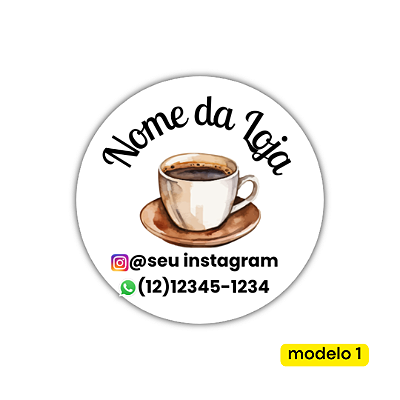 120 Adesivos Logotipo com Café (4 cm)