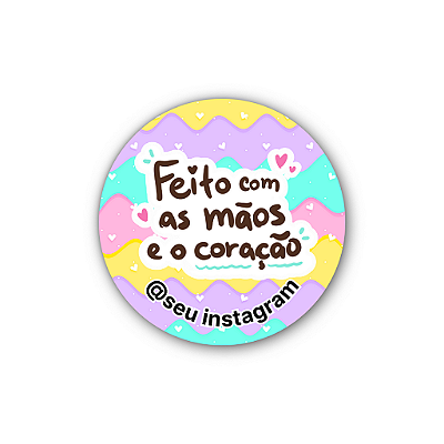 120 Adesivos - Feito Com as Mãos e o Coração (zigzag)