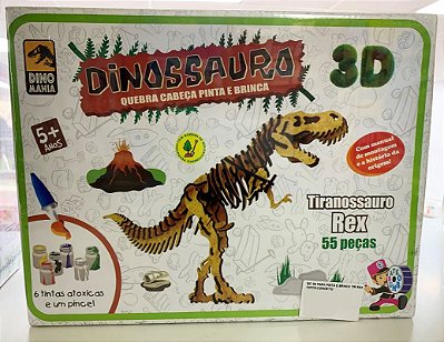 Quebra Cabeça 3D Dinossauro T Rex - Brilha no Escuro - ENGENHA