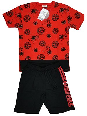 Conjunto Menino shorts e camiseta Homem Aranha - Tamanho 8