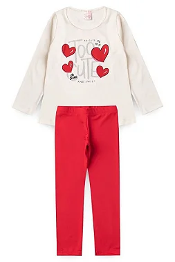 CONJUNTO INFANTIL MENINA MEIA ESTAÇÃO TOO CUTE OFF WHITE - TAMANHO 2 AO 10
