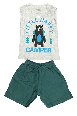 CONJUNTO MENINO LITTLE HAPPY CAMPER  SILK DE URSO/ BERMUDA