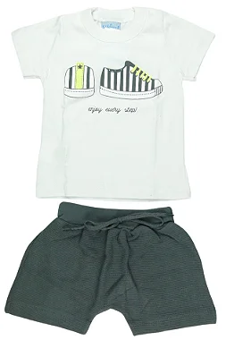 CONJUNTO MENINO COM SILK TENNIS C/ BERMUDA  TAMANHO P AO GG