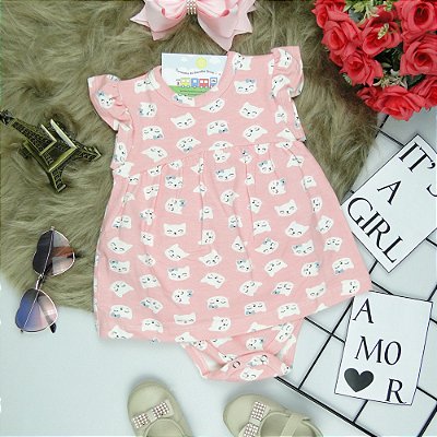 BODY VESTIDO GATINHA  - TAMANHOS 0-12 MESES