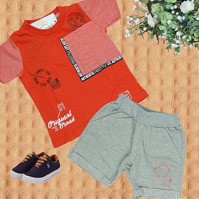 Conjunto Menino shorts e camiseta Authentic Freestyle - Tamanho P ao GG