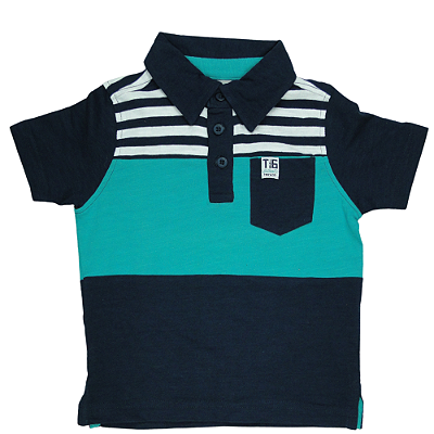CAMISETA POLO LISTRADA DE MALHA TAMANHO 2 AO 8