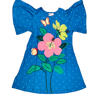 VESTIDO NANAI AZUL NEON FLORAL TAMANHO 1 AO 8