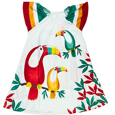 VESTIDO NANAI BRANCO TUCANO NEON TAMANHO 1 AO 8