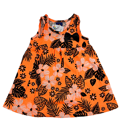 VESTIDO PIPA BY KYLY LARANJA NEON FLORAL TAM 1 AO 8