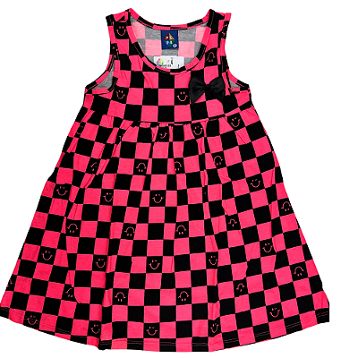 VESTIDO PIPA BY KYLY PINK NEON QUADRICULADO  TAM 1 AO 8