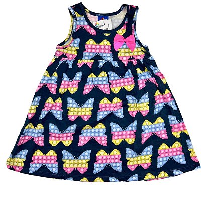 VESTIDO PIPA BY KYLY PRETO BORBOLETAS ROSA TAM 1 AO 8
