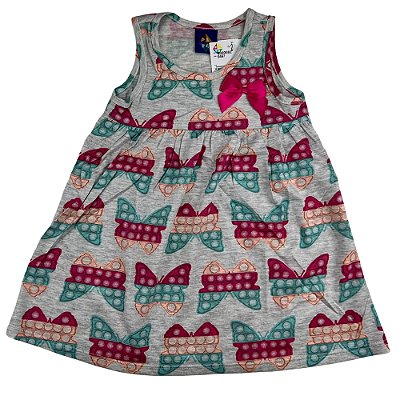VESTIDO PIPA BY KYLY CINZA BORBOLETAS TAM 1 AO 8