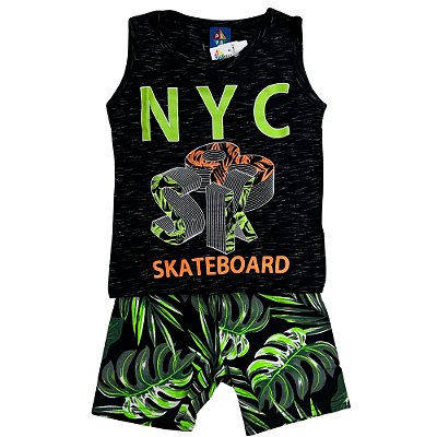 CONJ MASC REGATA PIPA BY KYLY NYC SKATEBOARD PRETO