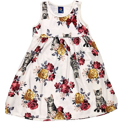 VESTIDO PIPA BY KYLY BRANCO FLORAL COM LAÇO