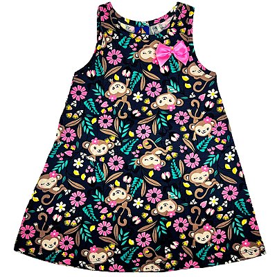 VESTIDO PIPA BY KYLY PRETO MONKEY COM LAÇO ROSA