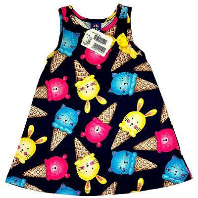 VESTIDO PIPA BY KYLY PRETO SORVETES GATINHOS