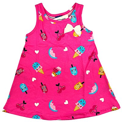 VESTIDO PIPA BY KYLY ROSA CEREJA COM LAÇO ROSA
