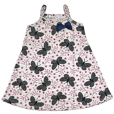 VESTIDO PIPA BY KYLY DE ALCINHA CINZA BORBOLETAS PRETA
