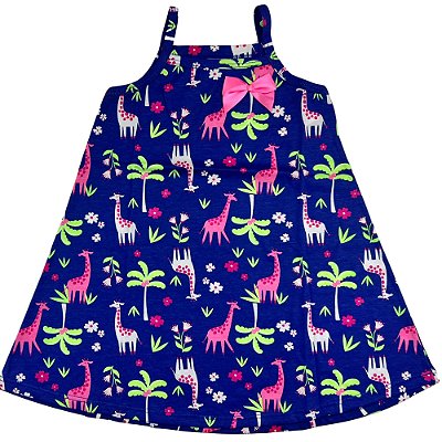 VESTIDO PIPA BY KYLY DE ALCINHA AZUL GIRAFA