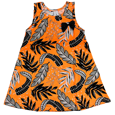 VESTIDO PIPA BY KYLY LARANJA NEON FOLHAS TAM 1 AO 8