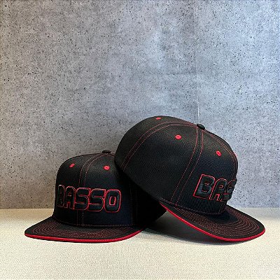 Boné Basso Frutas Preto/Vermelho Aba Reta
