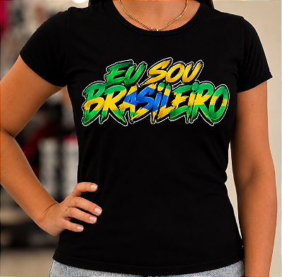 Camiseta Baby Look Brasil - Pzinha Amarela