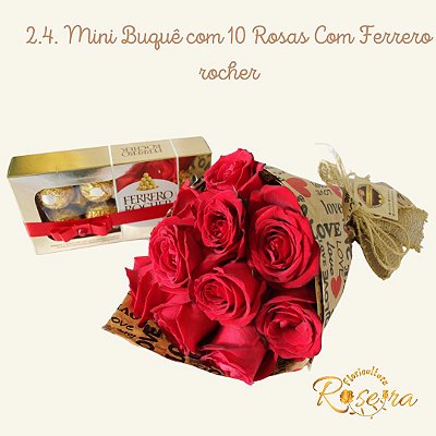 2.4. Mini Buquê com 10 Rosas Com Ferrero rocher