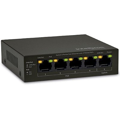 Switch Intelbras SF 500 POE, 5 Portas Fast, 4 Portas POE