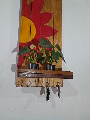 Floreira Porta Chaves Pintura Rústica