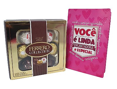 Kit De Presentes - Presente Para Amiga - Kit Chocolate Ferrero Collection + Cartão