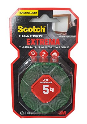 Fita Dupla Face Espuma Fixa Forte Scotch 3M 24mm X 2m - Suporta 5kg