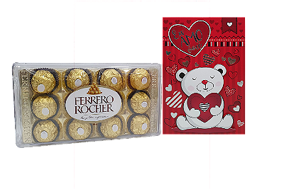 Kit De Presente Para Amor Chocolate Ferrero Rocher + Cartão